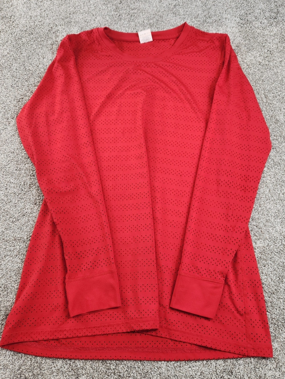 Zyia Active Shirt Womens Large Red Mesh Long Sleeve Performance Gym Workout